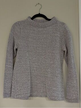 LOFT Heather Gray Mock Neck Knit Sweater